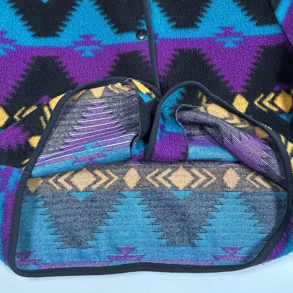 Vintage David Wayne Cardigan Women's Small/Med 80s 90s Fleece Aztec Southwestern - Picture 7 of 9